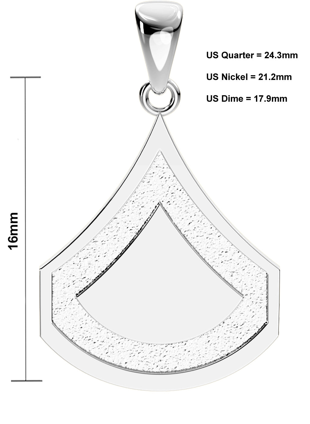 Ladies 925 Sterling Silver US Army Private First Class Rank Pendant - US Jewels
