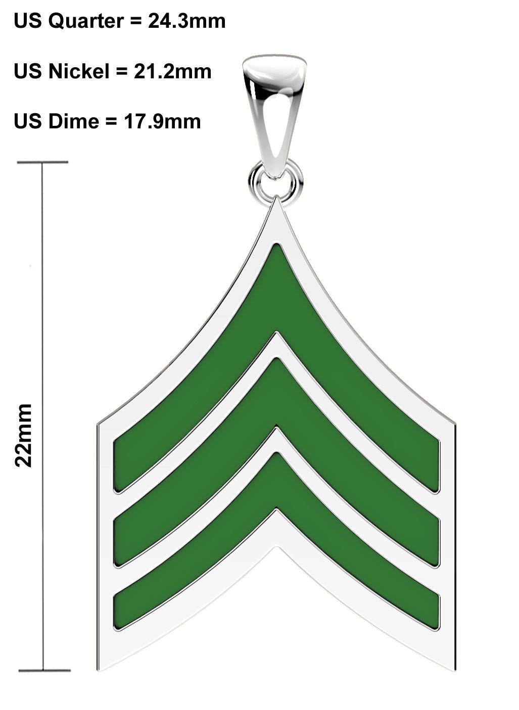 Ladies 925 Sterling Silver US Army Sergeant Rank Pendant - US Jewels