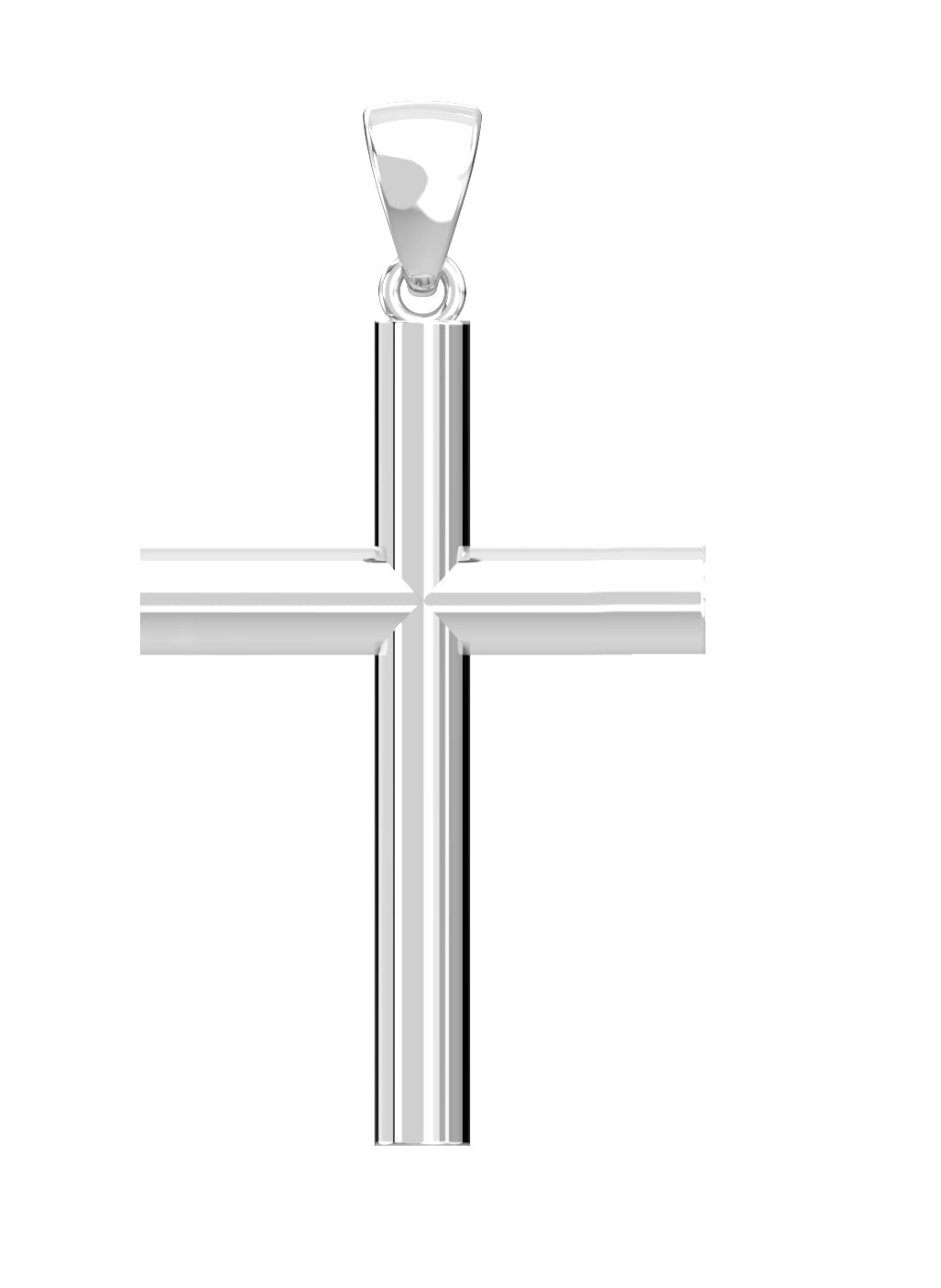 Ladies Domed 925 Sterling Silver Christian Cross Pendant Necklace, 35mm