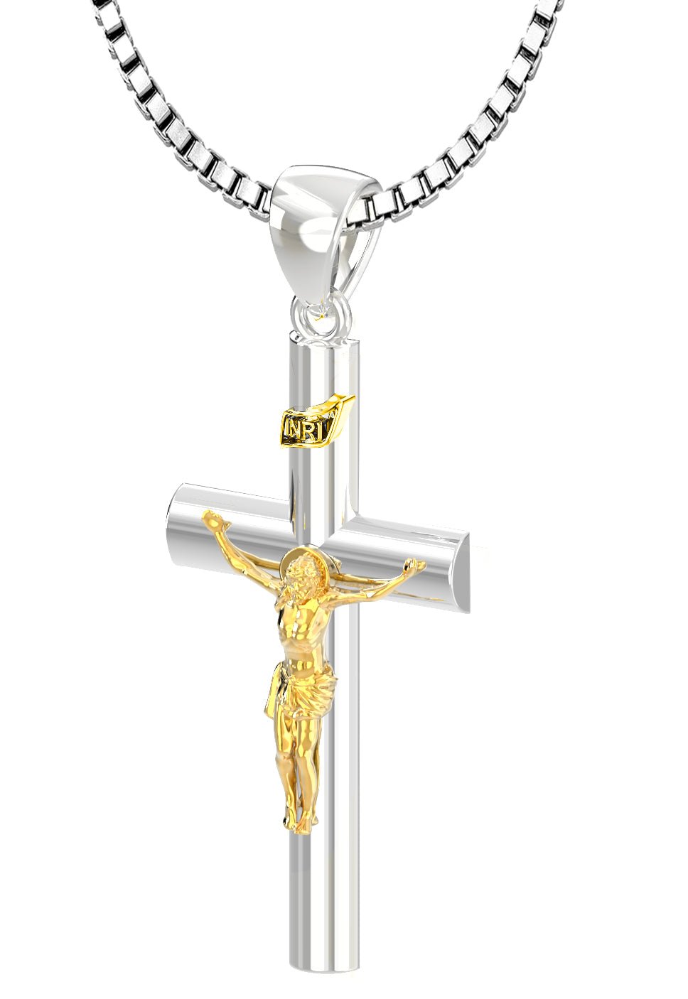 Mens gold crucifix and on sale chain