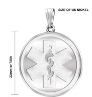 Ladies Nickel Size 14k Yellow or White Gold Engravable Medical ID Medal Pendant Necklace - US Jewels