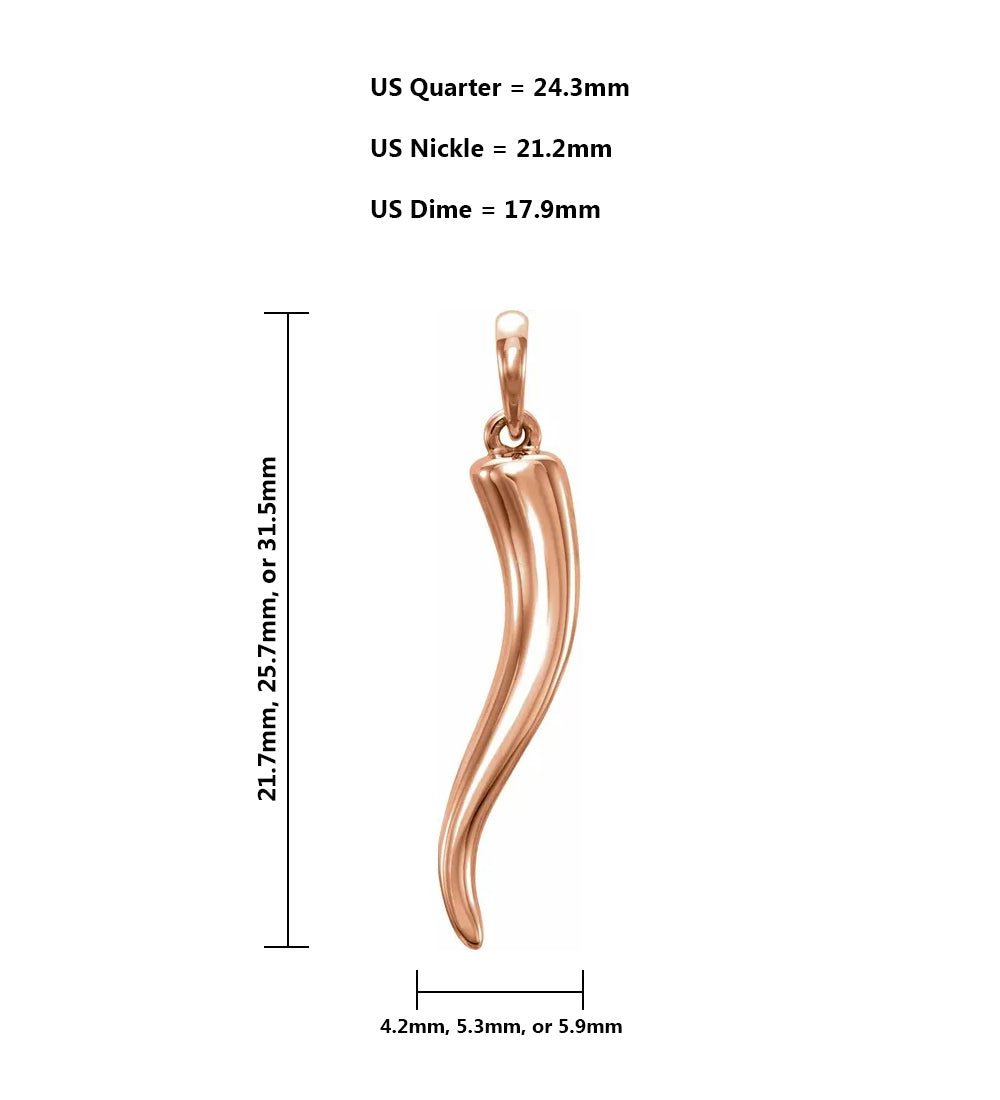 Italian Horn Pendant Gold Pendant In 14K For Ladies