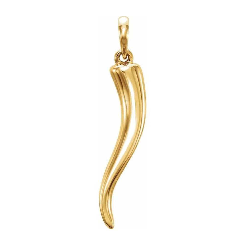 Ladies or Men's 14K Yellow, White, or Rose Gold Italian Horn Cornicello Pendant - US Jewels
