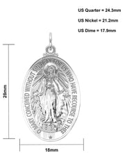 Ladies Polished 925 Sterling Silver Miraculous Virgin Mary Pendant Necklace, 28mm - US Jewels