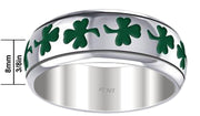 Ladies Silver Irish Celtic Shamrock 3 Leaf Clover Wedding Band Ring - US Jewels