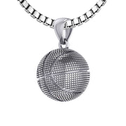 Ladies Small 925 Sterling Silver Textured Basketball Sports Pendant Necklace, 13mm - US Jewels