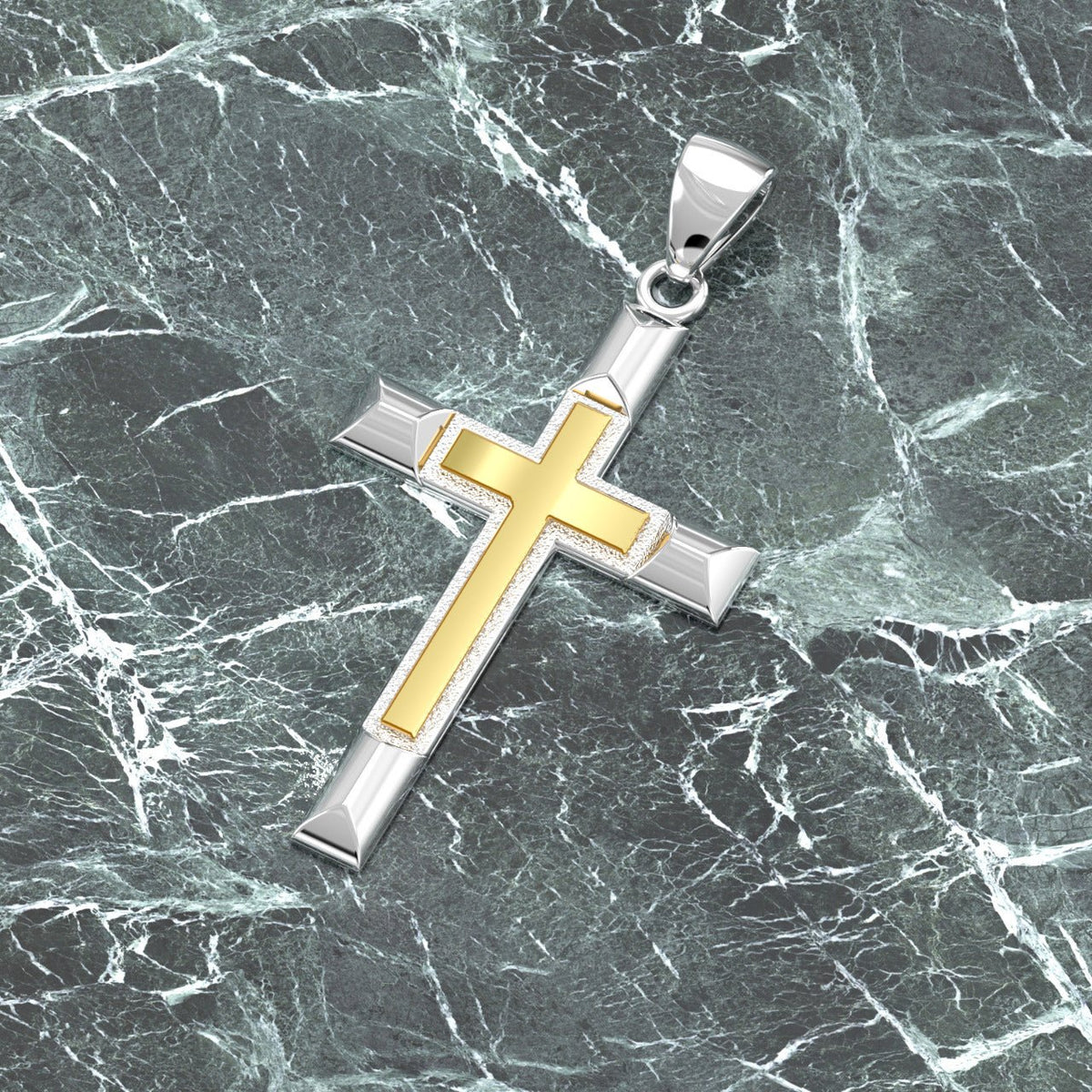 Two-Tone Gold Over Sterling Silver Cross with 24 Chain | EWTN Two-Tone Gold Over Sterling Silver Cross with 24 Chain | EWTN