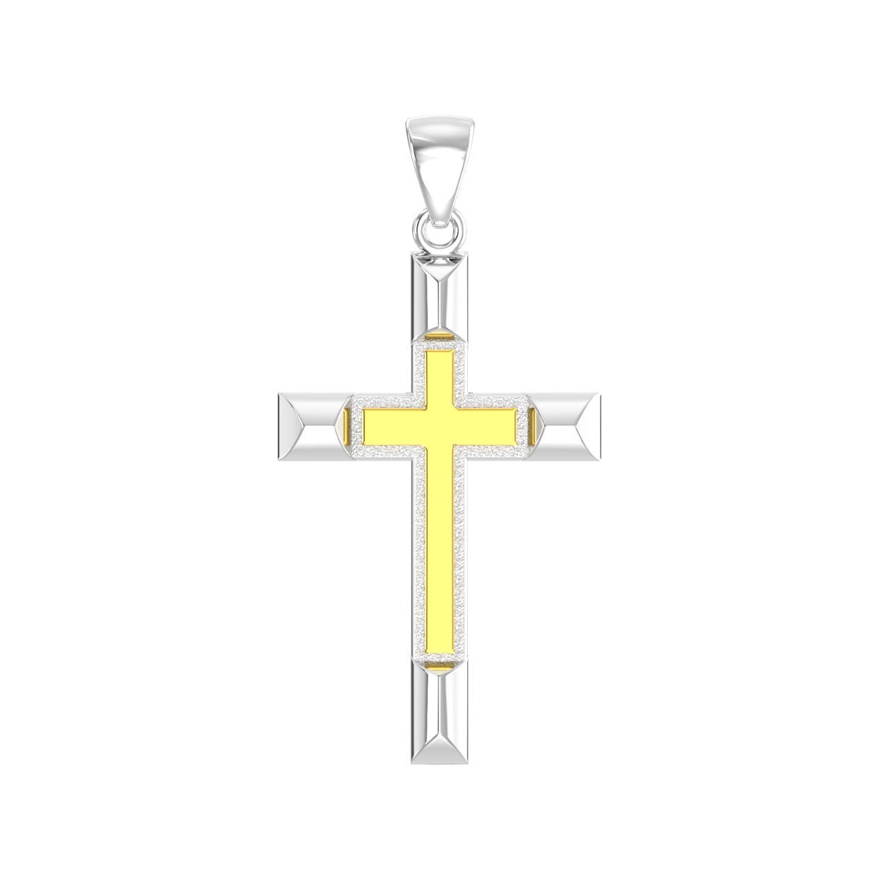 Cross on sale pendant in sterling silver and solid gold 14K