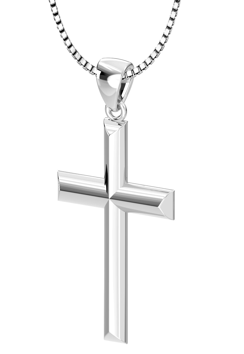 Ladies 925 Sterling Silver Cross Pendant -High Polished Finish, 32mm