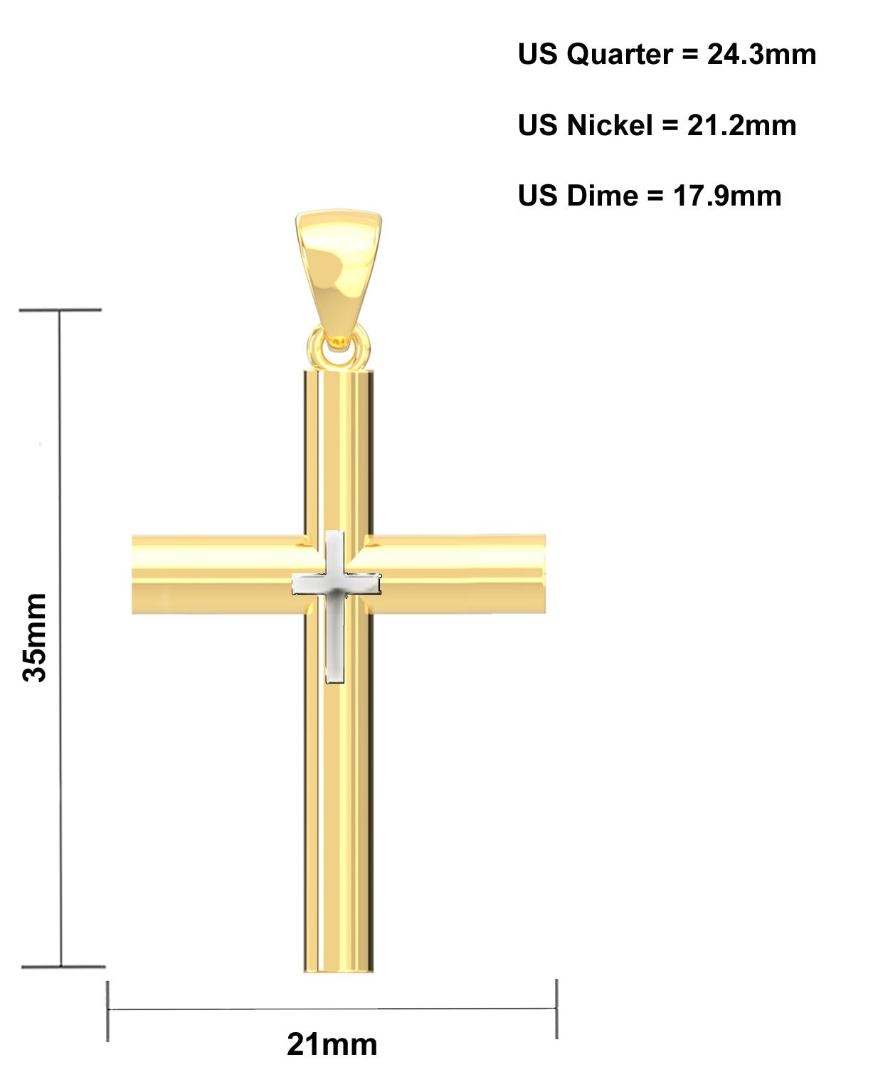 iJewelry2 Gold-tone Dusse Double Cross Pendant Box Chain Necklace 20'' -  Walmart.com