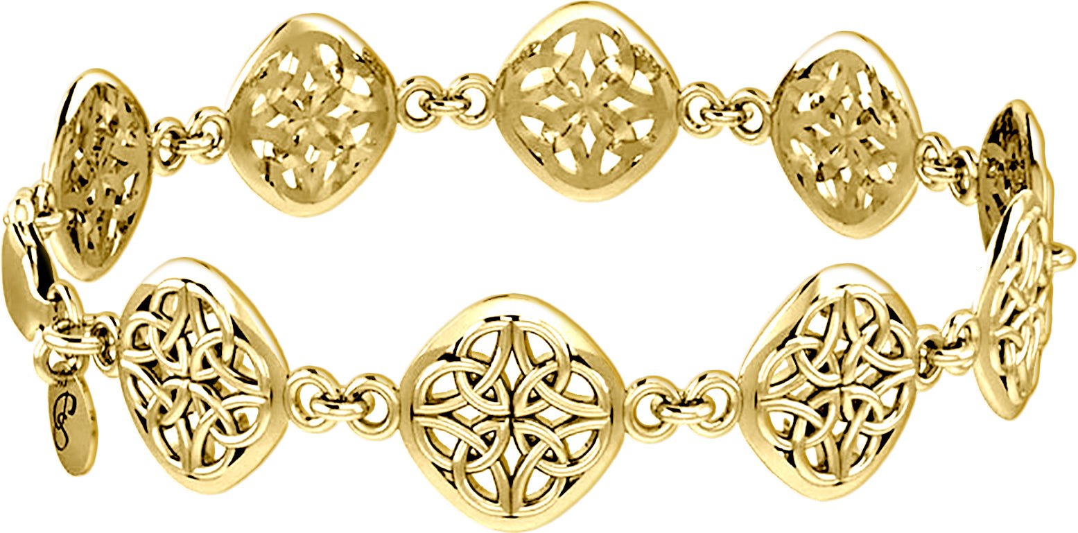 Ladies Yellow Gold Irish Celtic Four Point Quarternary Knot Bracelet - US Jewels
