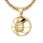 Large 10K or 14K Yellow Gold 3D Basketball Pendant Necklace, 18.5mm - US Jewels