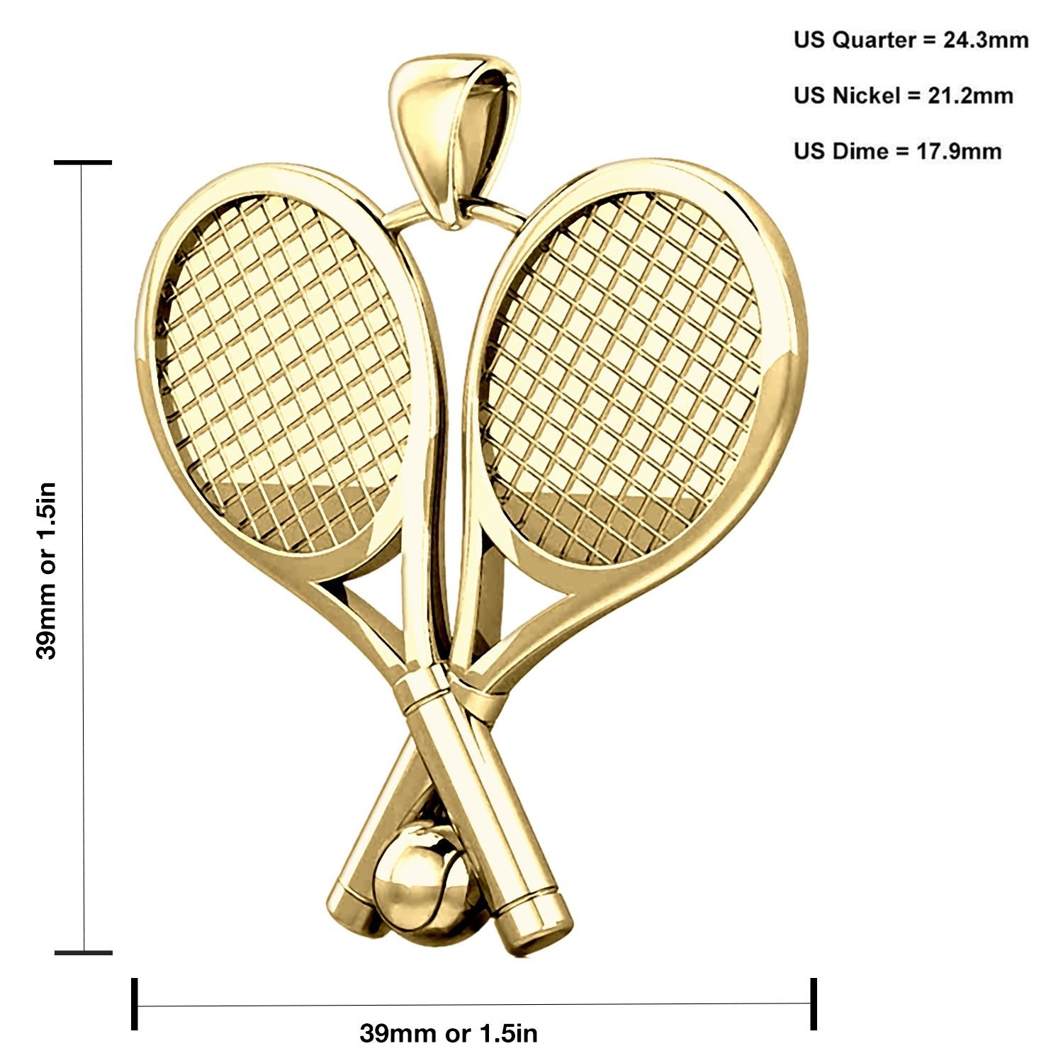 Tennis Racket Necklace - Gold Pendant With Two Rackets
