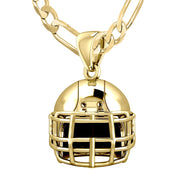 Large 10K or 14K Yellow Gold 3D Football Helmet Pendant Necklace, 22mm - US Jewels