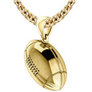 Large 10K or 14K Yellow Gold 3D Football Pendant Necklace, 20mm - US Jewels