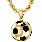 Large 10K or 14K Yellow Gold 3D Soccer Ball Football Pendant Necklace, 18.5mm - US Jewels
