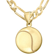 Large 10K or 14K Yellow Gold 3D Tennis Ball Pendant Necklace, 18.5mm - US Jewels