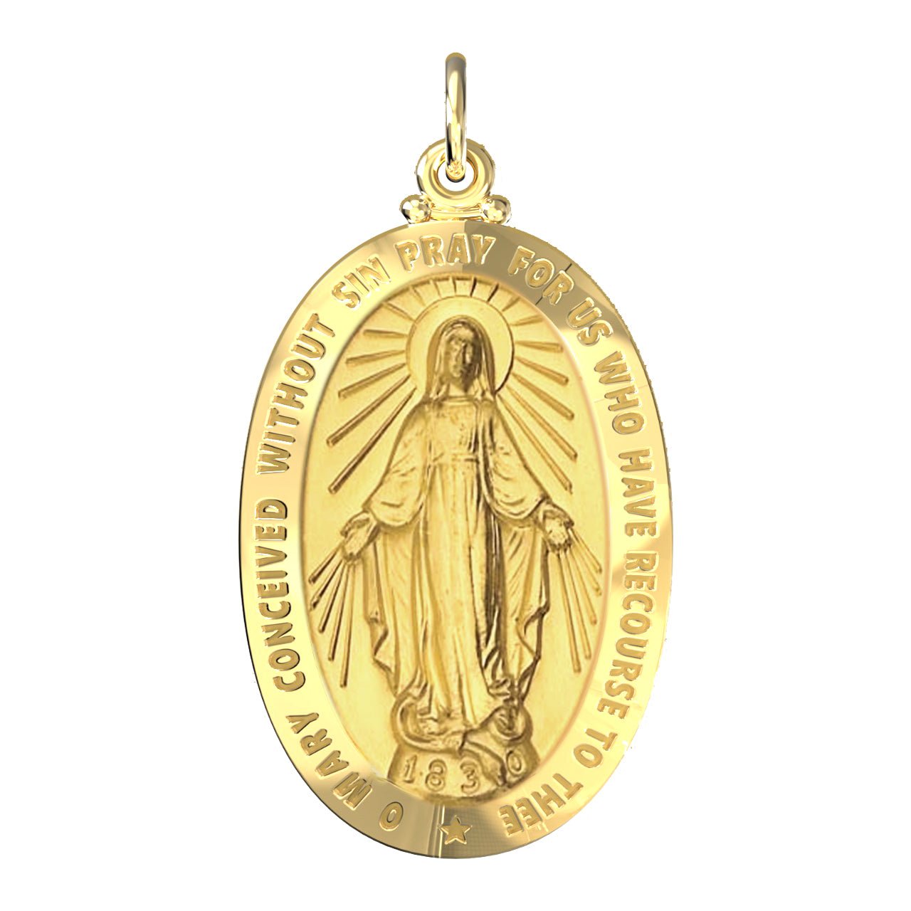 Picturesongold.com Miraculous Medal Necklace Catholic Virgin Mary Pendant  Oval Pendants for Women & Men Crafted in 10K/14K Yellow or White Gold 