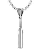 Large 925 Sterling Silver 3D Baseball Bat Pendant Necklace, Available in 33mm - US Jewels