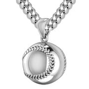 Large 925 Sterling Silver 3D Baseball Sport Ball Pendant Necklace, 18.5mm - US Jewels