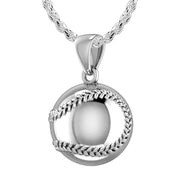 Large 925 Sterling Silver 3D Baseball Sport Ball Pendant Necklace, 18.5mm - US Jewels