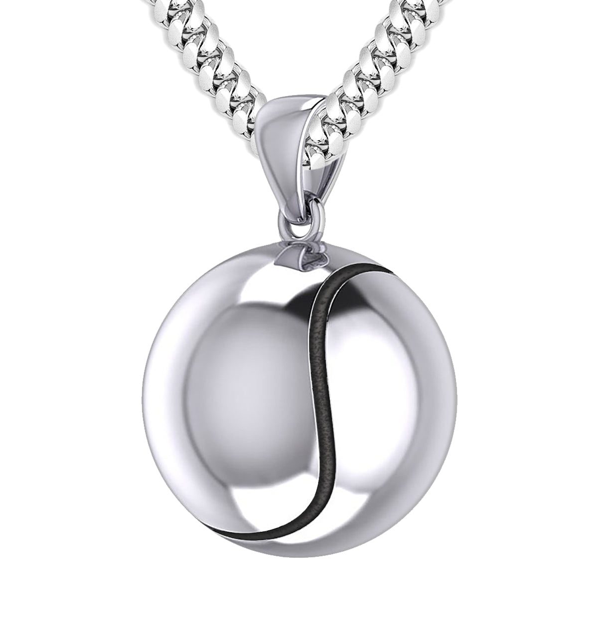 Tennis Ball Necklace Silver Pendant Necklace In 3D