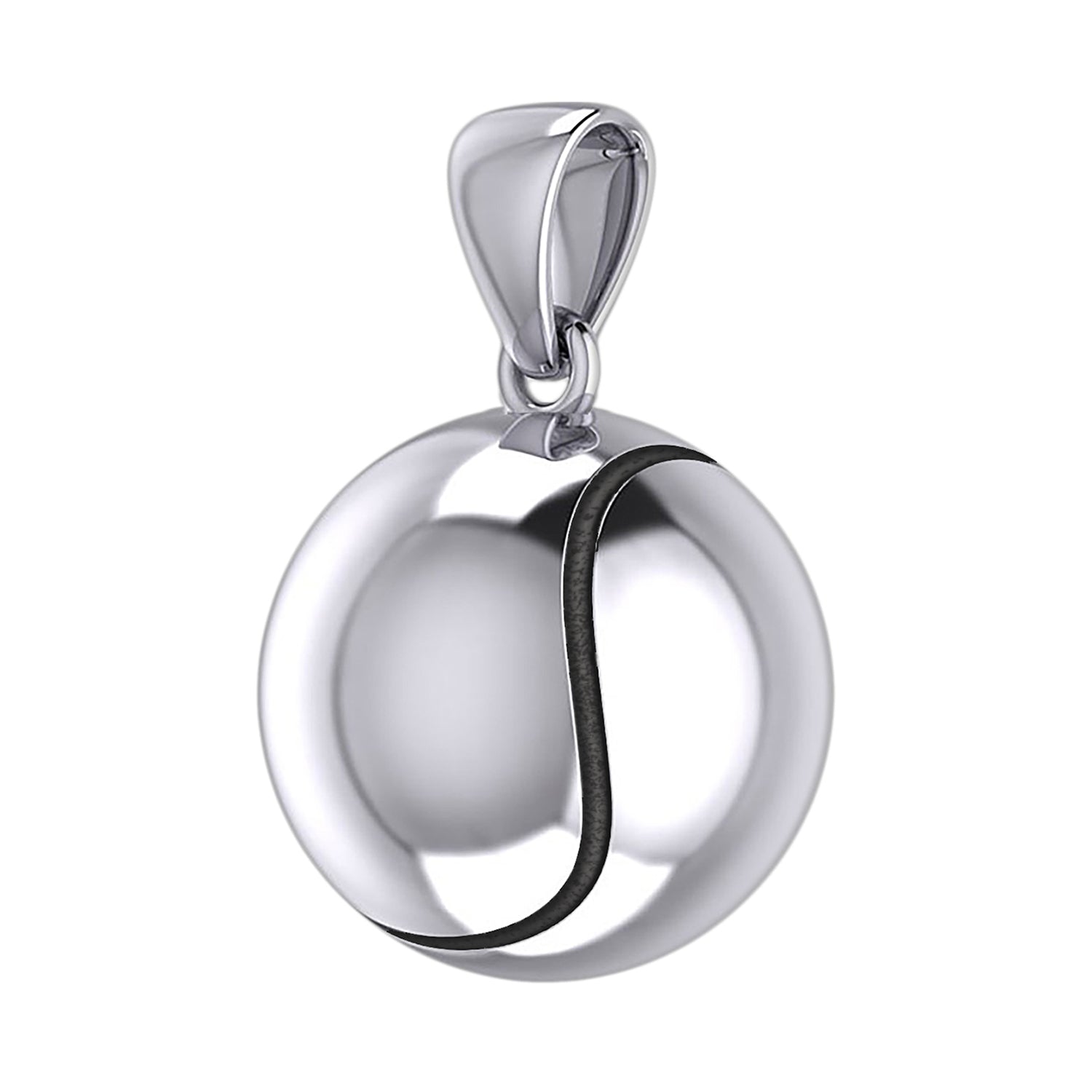 Large 925 Sterling Silver 3D Tennis Ball Pendant Necklace, 18.5mm - US Jewels