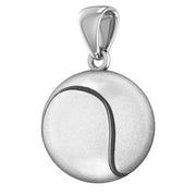 Large 925 Sterling Silver 3D Tennis Ball Pendant Necklace, 18.5mm - US Jewels
