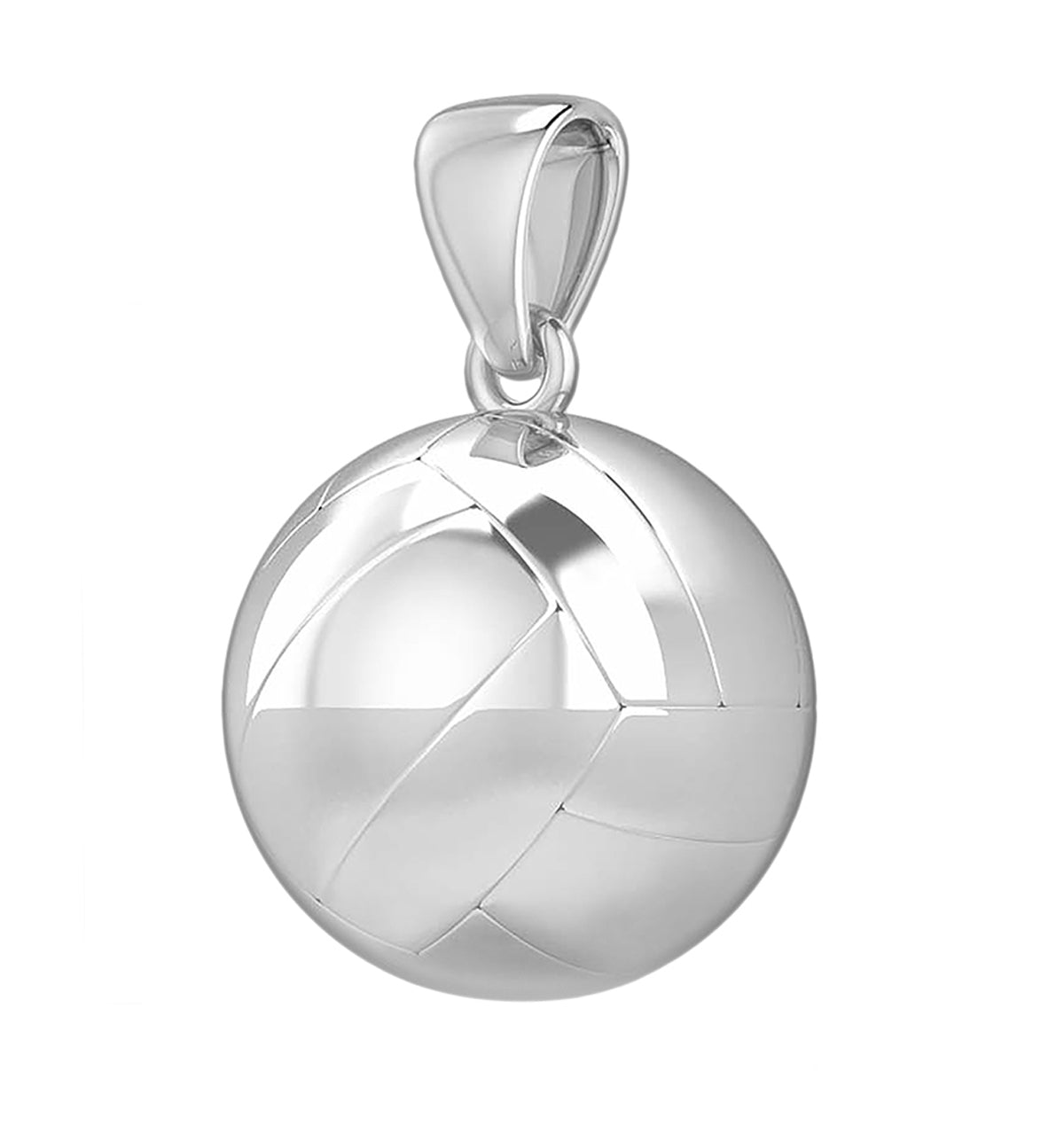 Large 925 Sterling Silver 3D Volley Ball Pendant Necklace, 18.5mm - US Jewels
