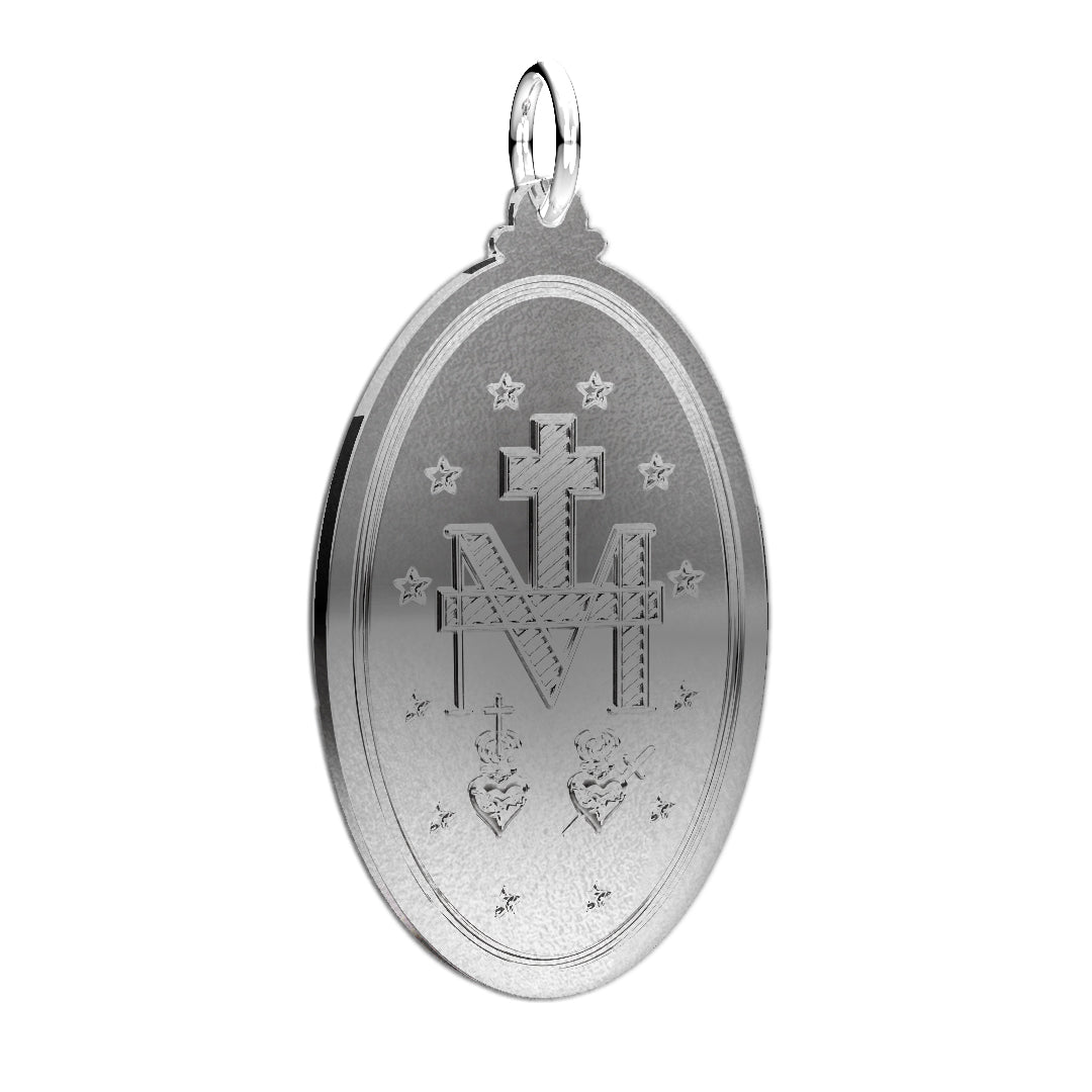 Virgin Mary Necklace - Silver Pendant Necklace In Oval