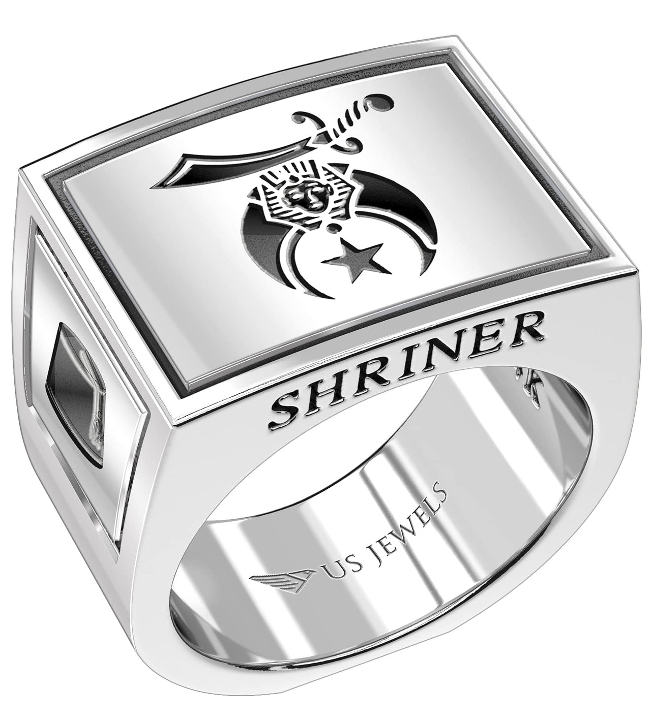 Masonic Men's 925 Sterling Silver Solid Back Shriner Ring - US Jewels