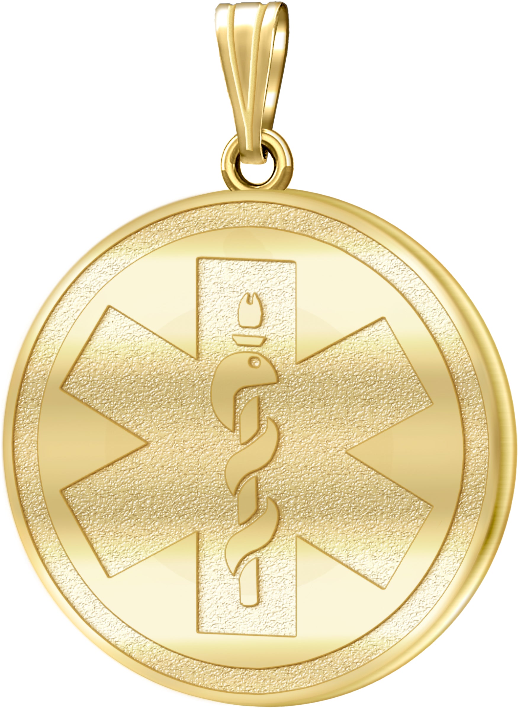 Medical Alert Necklace - Engravable Pendant In Solid Gold