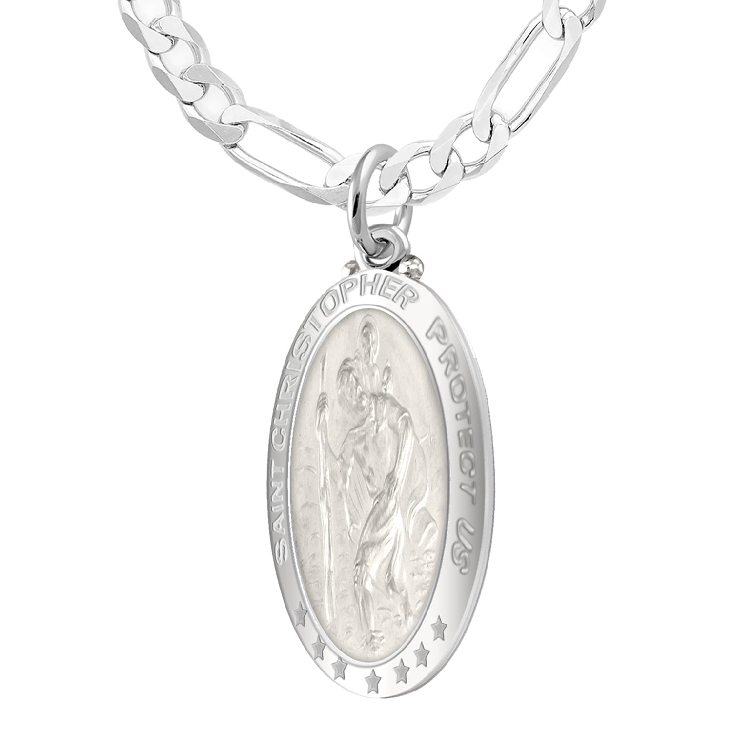 Vintage Style Personalised Oval St Christopher Necklace - Scarlett Jewellery