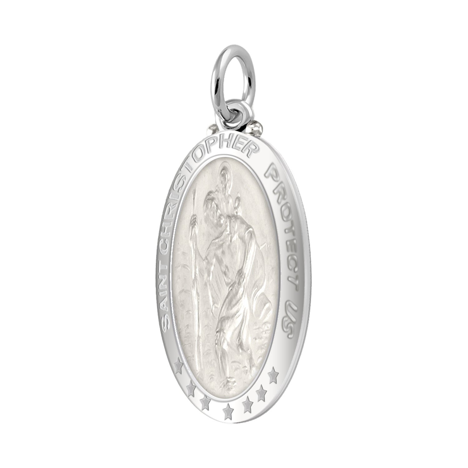 The Saint Christopher Protect US Oval Sterling Silver Pendant Necklace