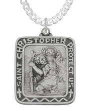 Men 925 Sterling Silver 36mm Saint Christopher Medal Pendant Necklace - US Jewels