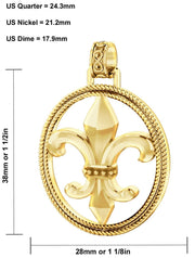 Men's 1 1/2in 10k Yellow Gold Fleur-de-Lis Braided Pendant Necklace - US Jewels