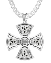 Men's 1 1/3in 925 Sterling Silver Templar Celtic Cross Pendant Necklace - US Jewels