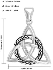 Men's 1 1/8in 925 Sterling Silver Irish Celtic Triquetra Knot Pendant Necklace - US Jewels