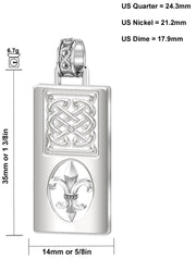 Men's 1 3/8in 925 Sterling Silver Irish Celtic Knot Fleur De Lis Pendant Necklace - US Jewels