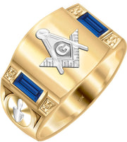Men's 10k or 14k Gold Customizable Masonic Solid Back Ring - US Jewels