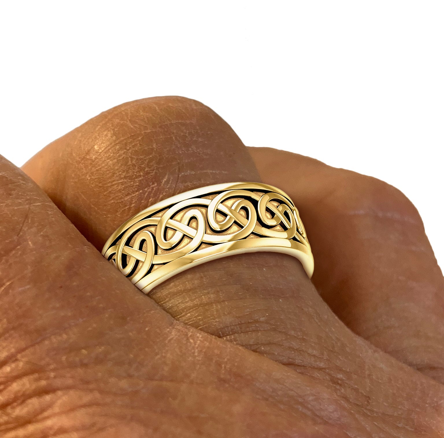Gold Irish Love Knot Wedding Ring Band in 10k or 14k For Men
