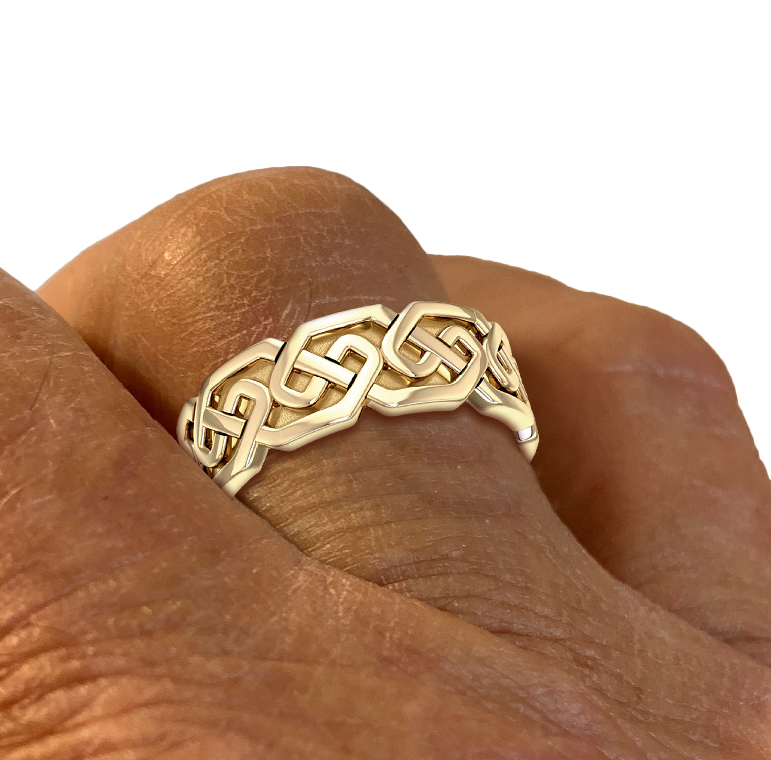 Men's 10K or 14K Gold Irish Celtic Endless or Love Knot Wedding Ring Band - US Jewels