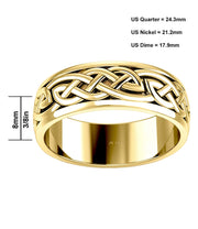 Men's 10K or 14K Gold Irish Celtic Knot Wedding Spinner Ring Band - US Jewels