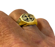 Men's 10k or 14k Yellow Gold Irish Celtic Cross Ring - US Jewels