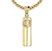 Men's 10K or 14K Yellow Gold Jewish Star of David Mezuzah Pendant Necklace, 30mm - US Jewels