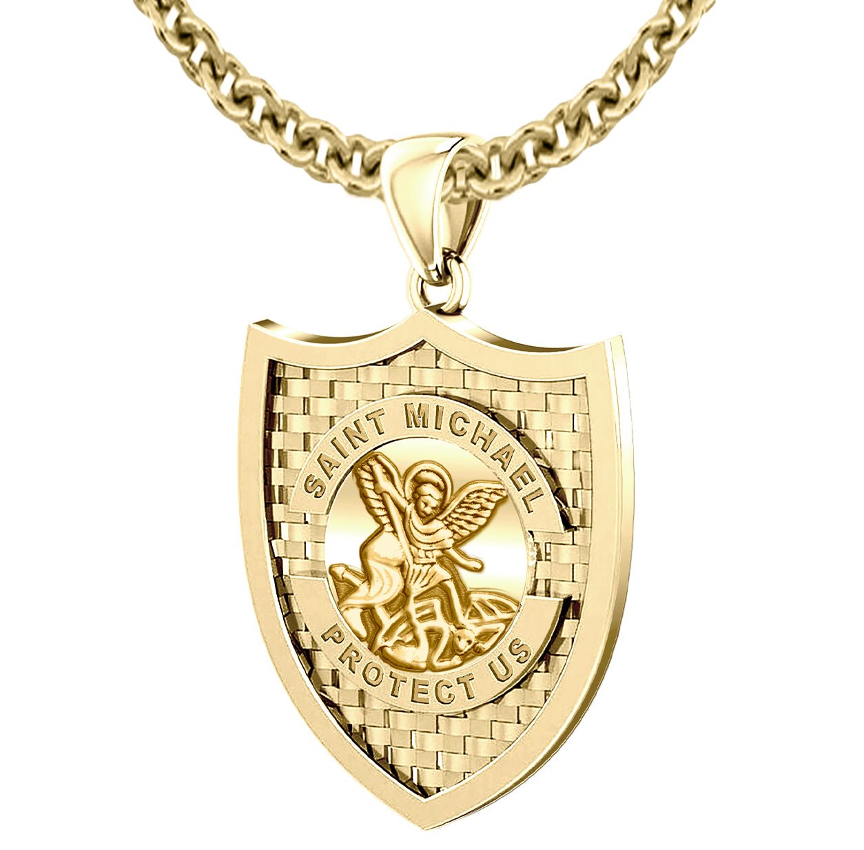 St michael necklace white on sale gold