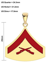 Men's 10k or 14k Yellow or White Gold Lance Corporal US Marine Corps Pendant - US Jewels