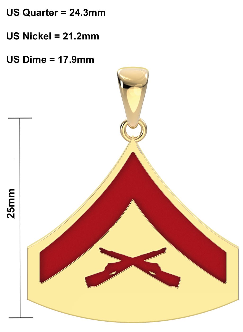 Men's 10k or 14k Yellow or White Gold Lance Corporal US Marine Corps Pendant - US Jewels