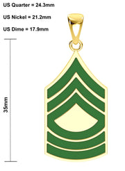 Men's 10k or 14k Yellow or White Gold Master Sergeant US Army Pendant - US Jewels