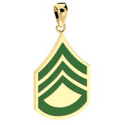 Men's 10k or 14k Yellow or White Gold Staff Sergeant US Army Pendant - US Jewels